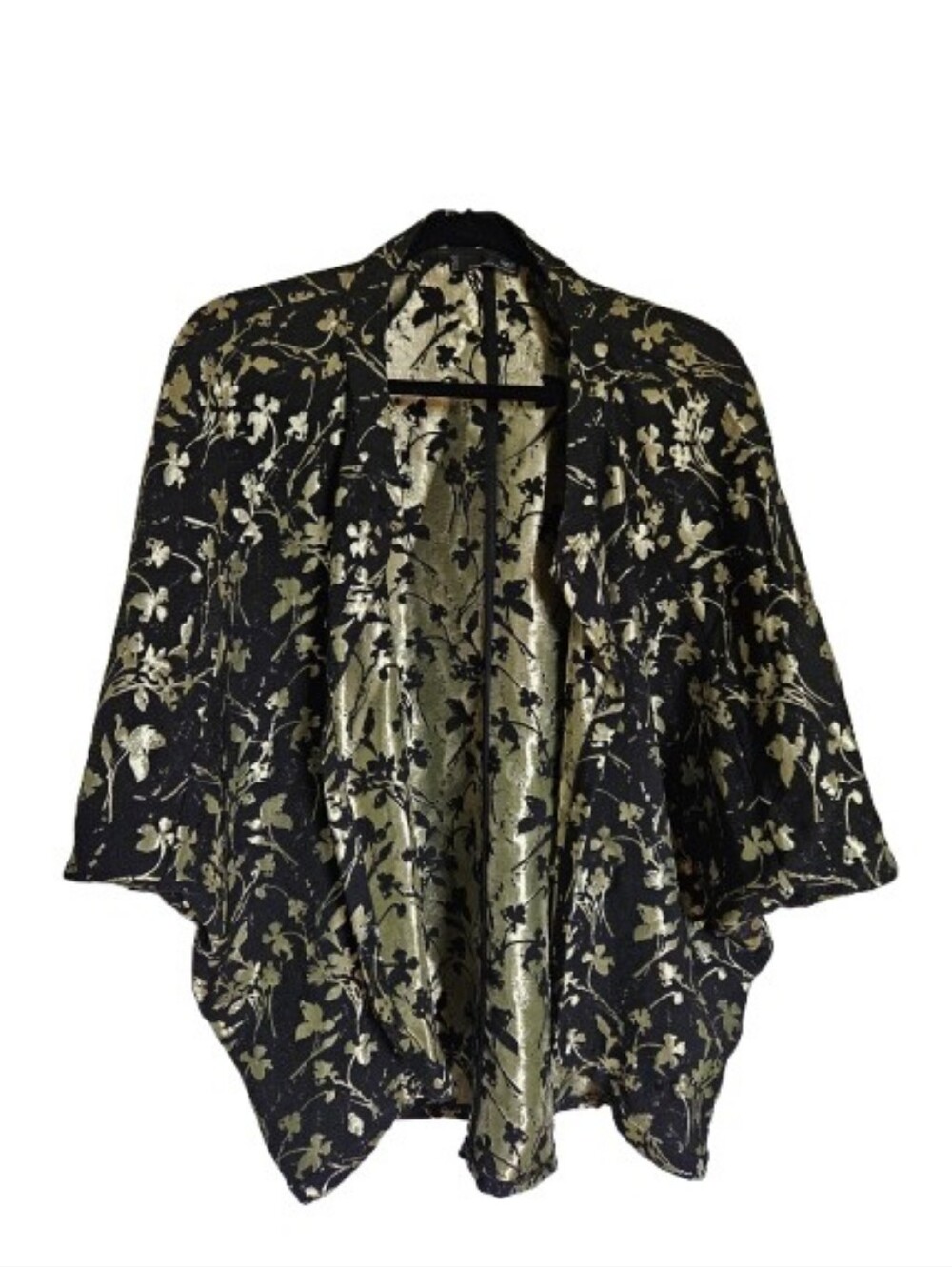 Zara W&B Colelction Open Front Kimono Black And Gold Cherry blossom